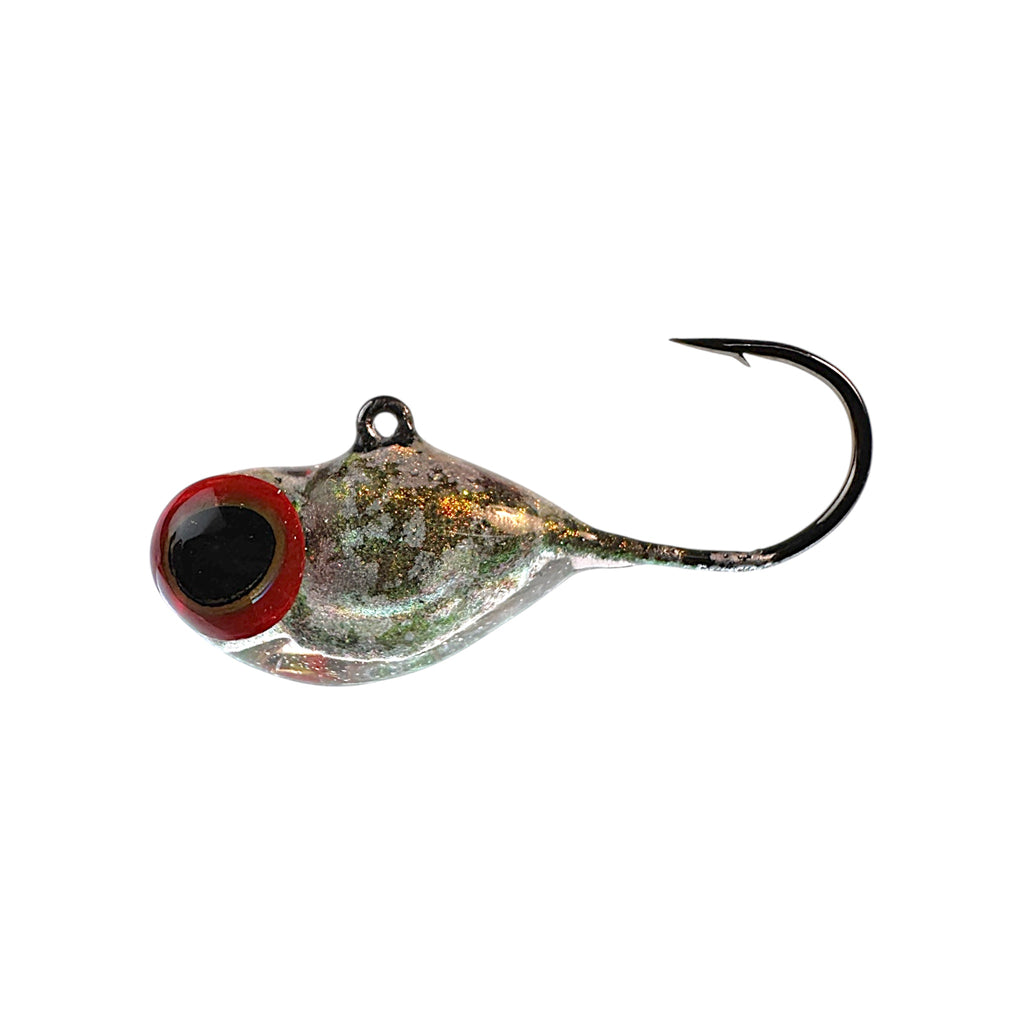 fish and hook show BIG EYE FRY FREAK SHOW CAMO FROST ROUND BEND HOOK (LIMIT 1 PER PATTERN